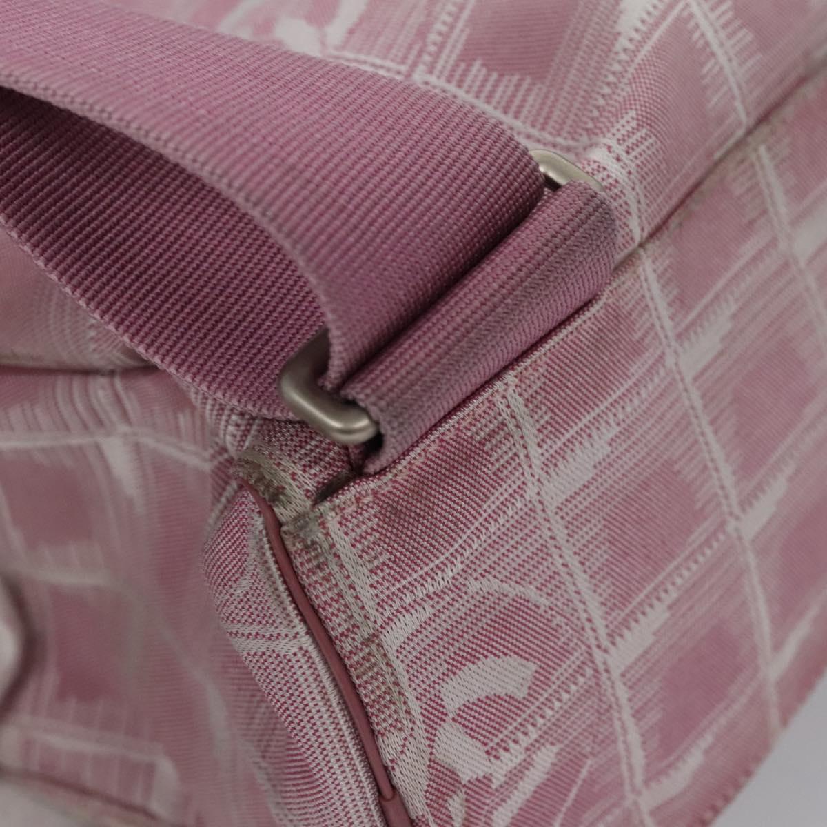 CHANEL New Travel Line Backpack Canvas Pink CC Auth BD376