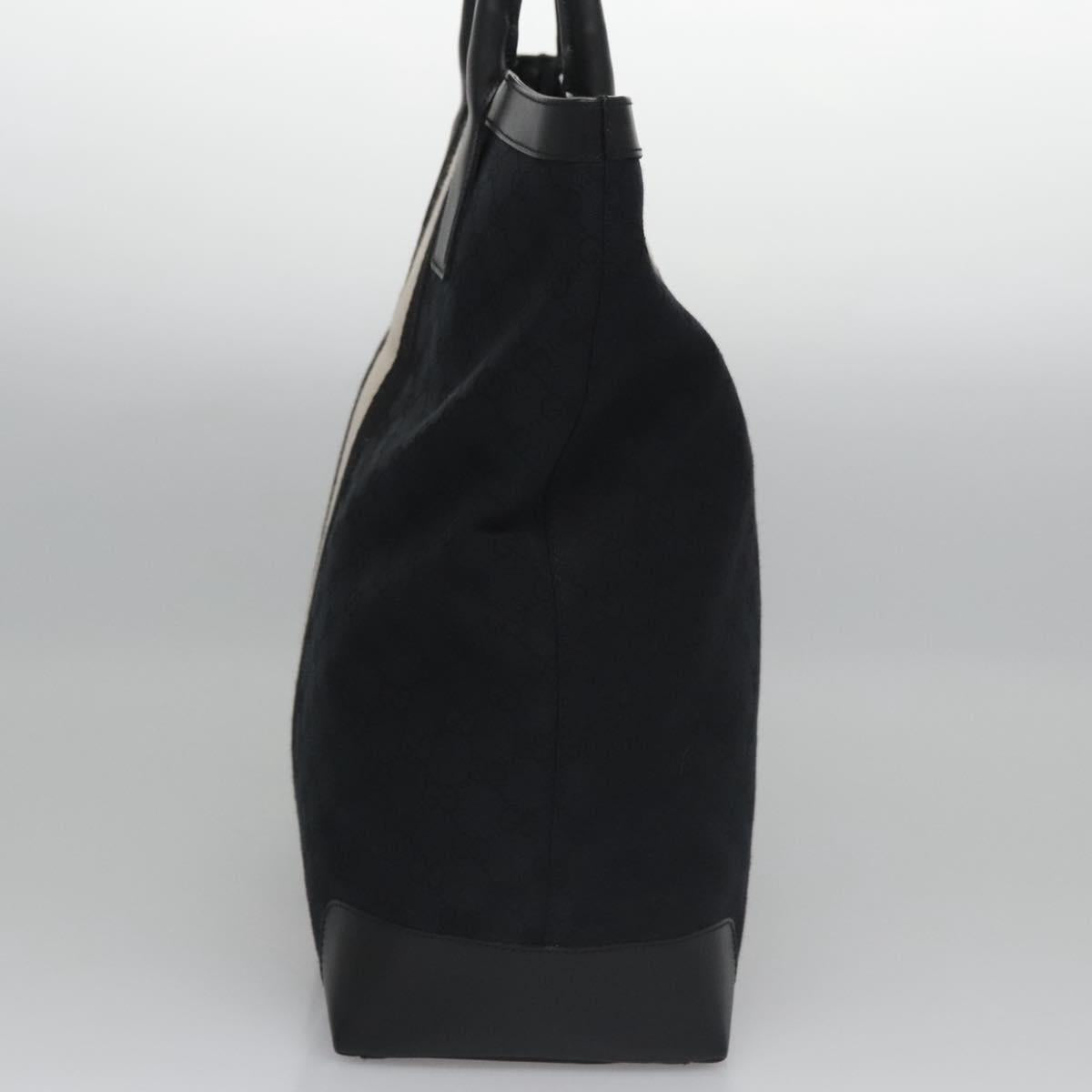 GUCCI GG Canvas Sherry Line Hand Bag Black Gold 002 1093 Auth BD414