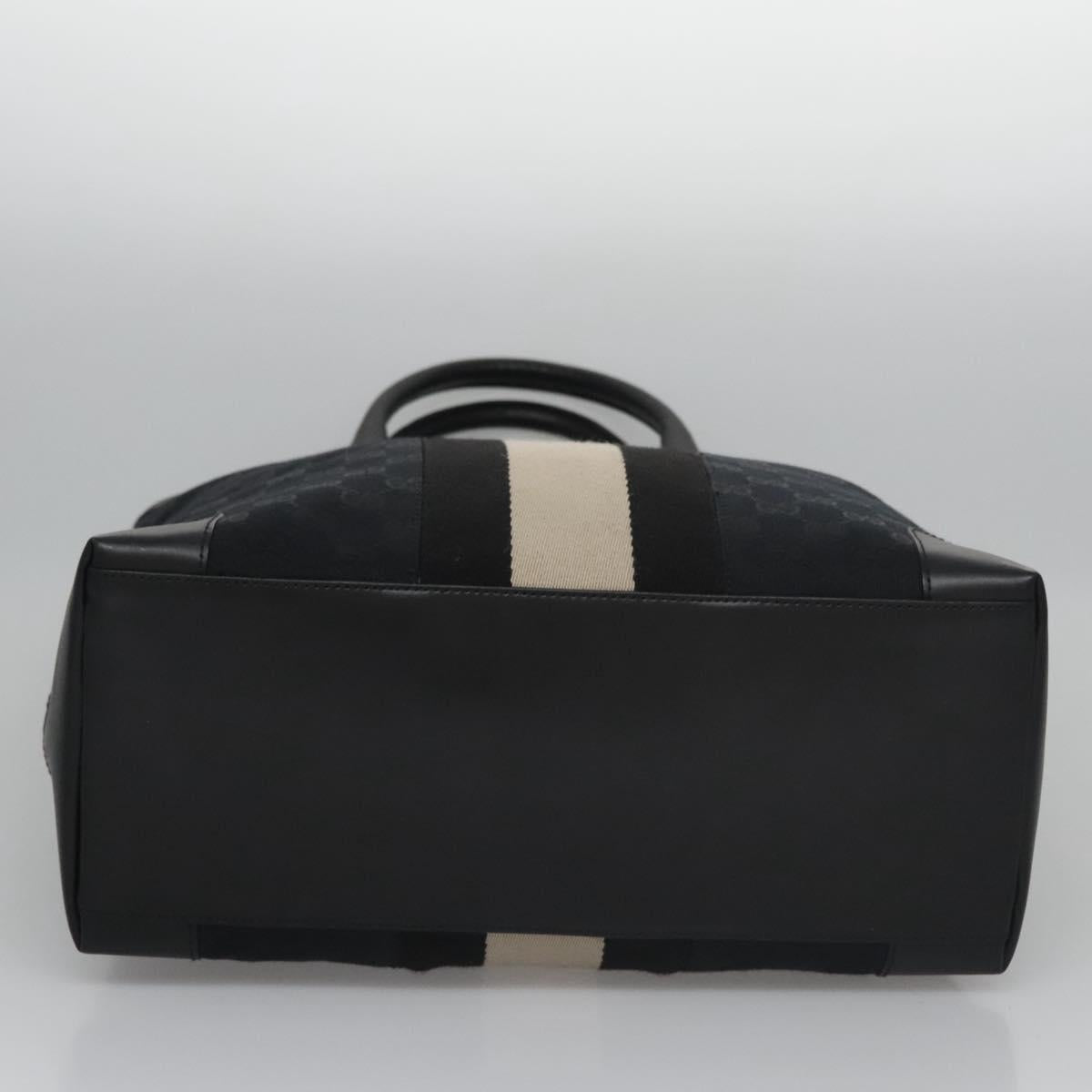 GUCCI GG Canvas Sherry Line Hand Bag Black Gold 002 1093 Auth BD414