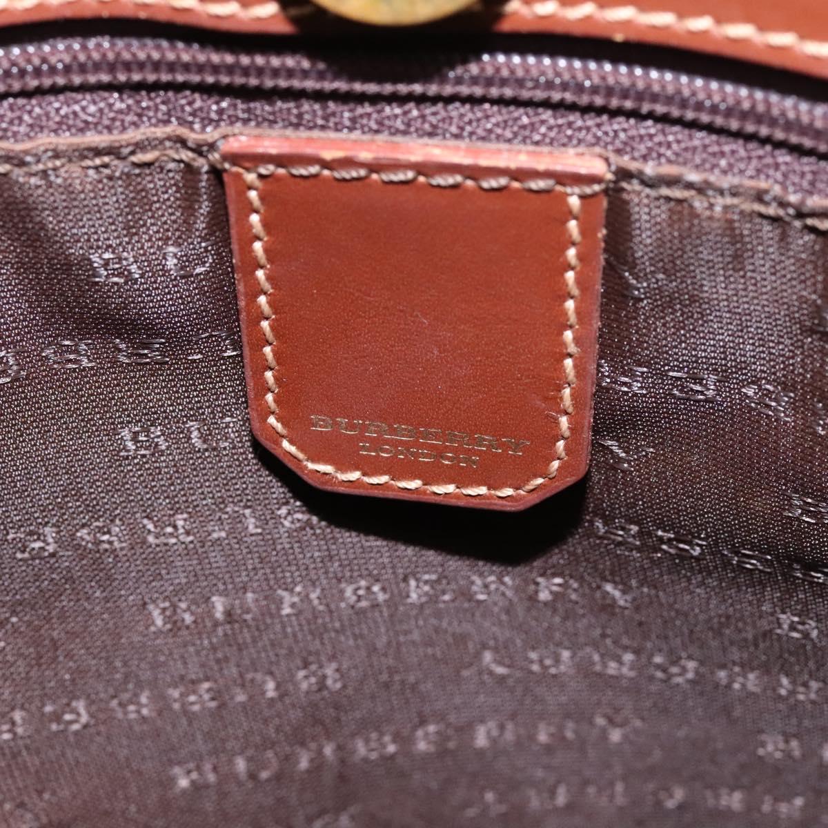 BURBERRY Nova Check Hand Bag PVC Beige Brown gold Auth BD438