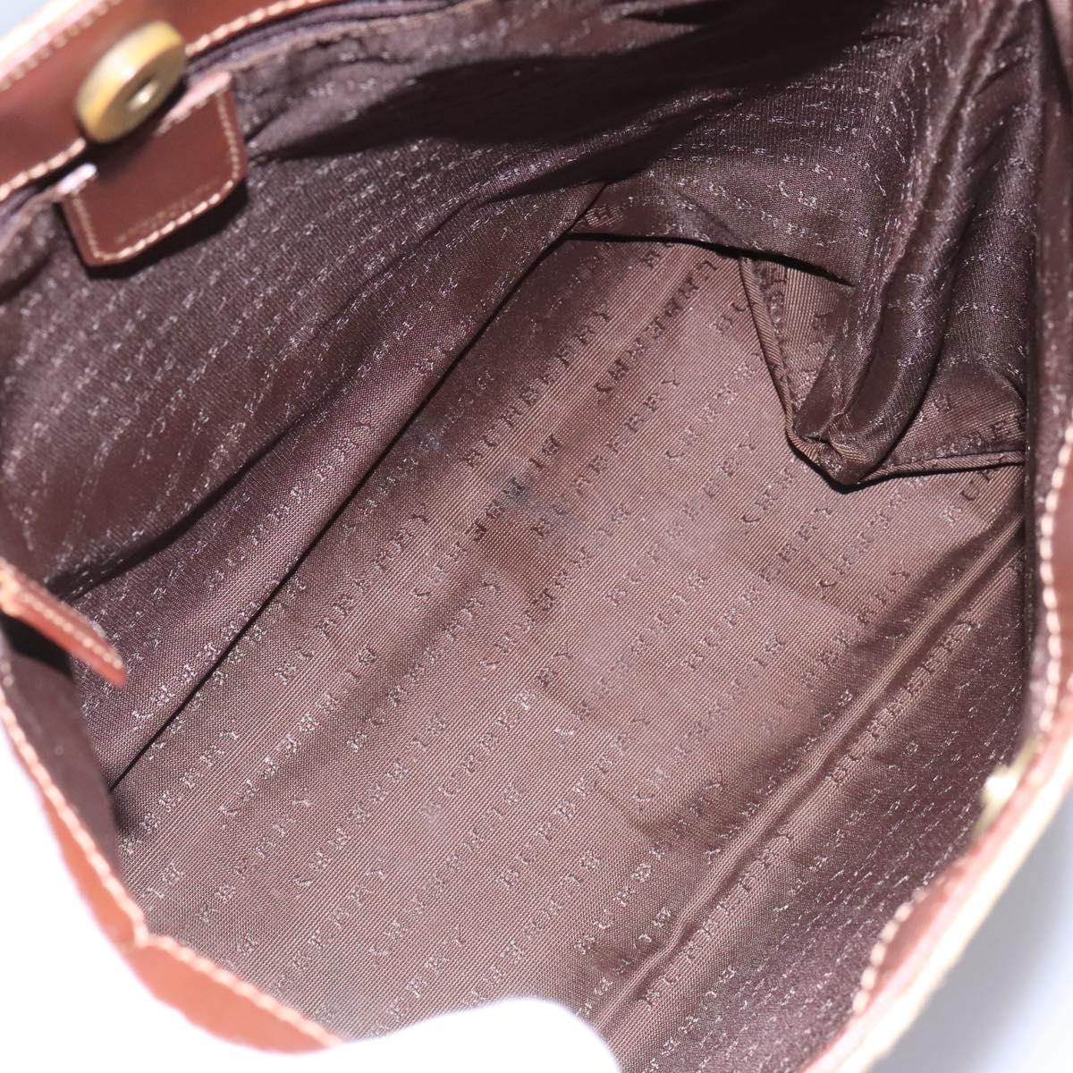 BURBERRY Nova Check Hand Bag PVC Beige Brown gold Auth BD438