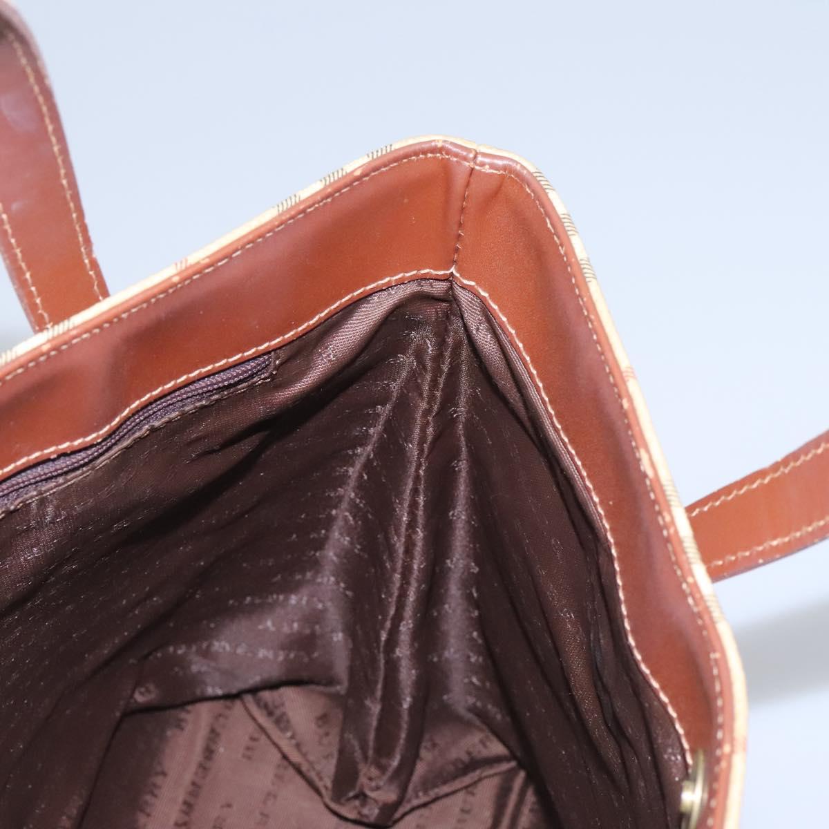 BURBERRY Nova Check Hand Bag PVC Beige Brown gold Auth BD438