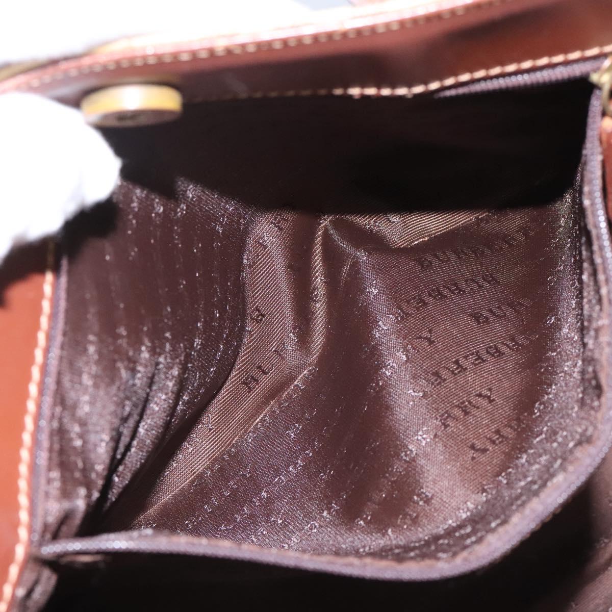 BURBERRY Nova Check Hand Bag PVC Beige Brown gold Auth BD438