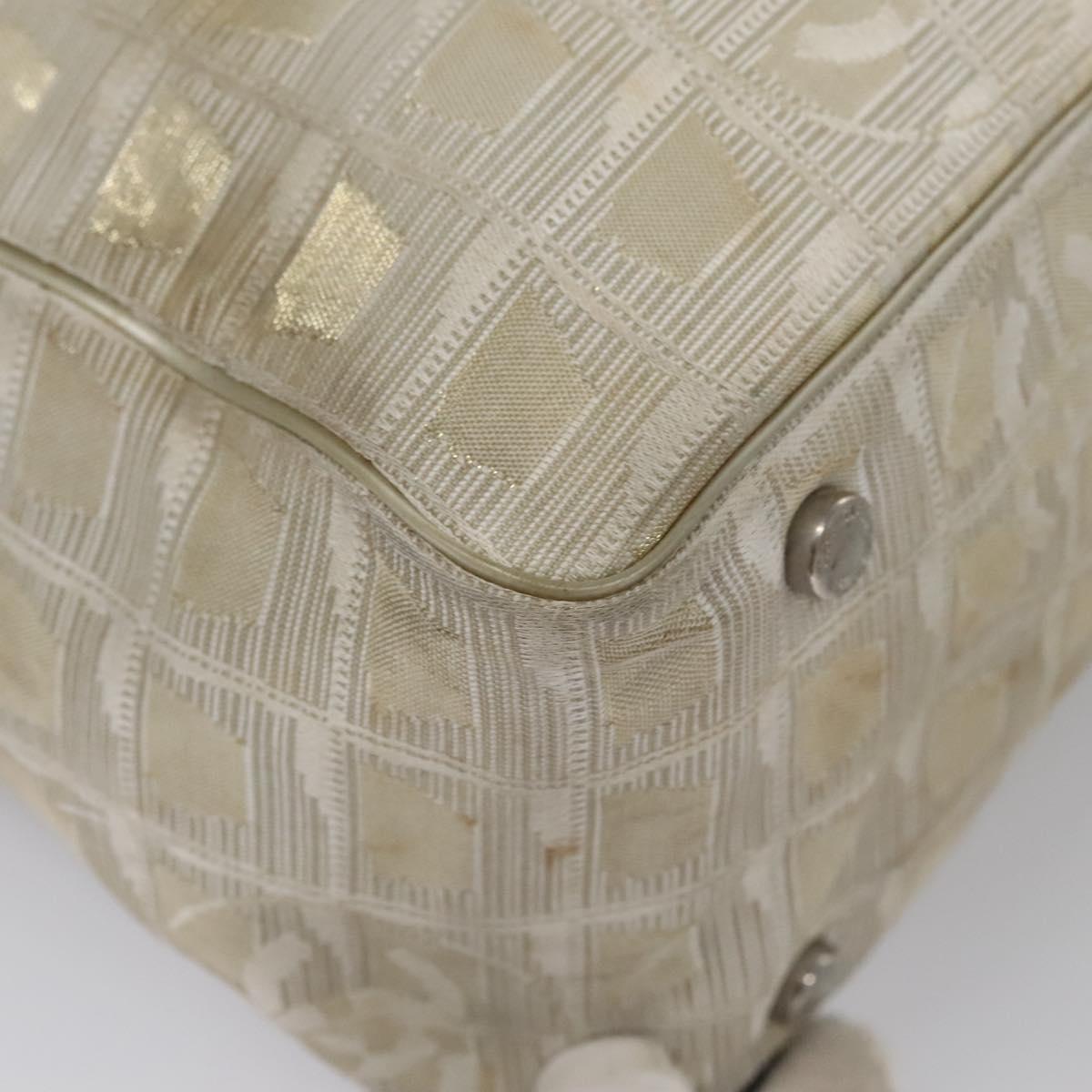 CHANEL New travel line Tote Bag Canvas Beige CC Auth BD439