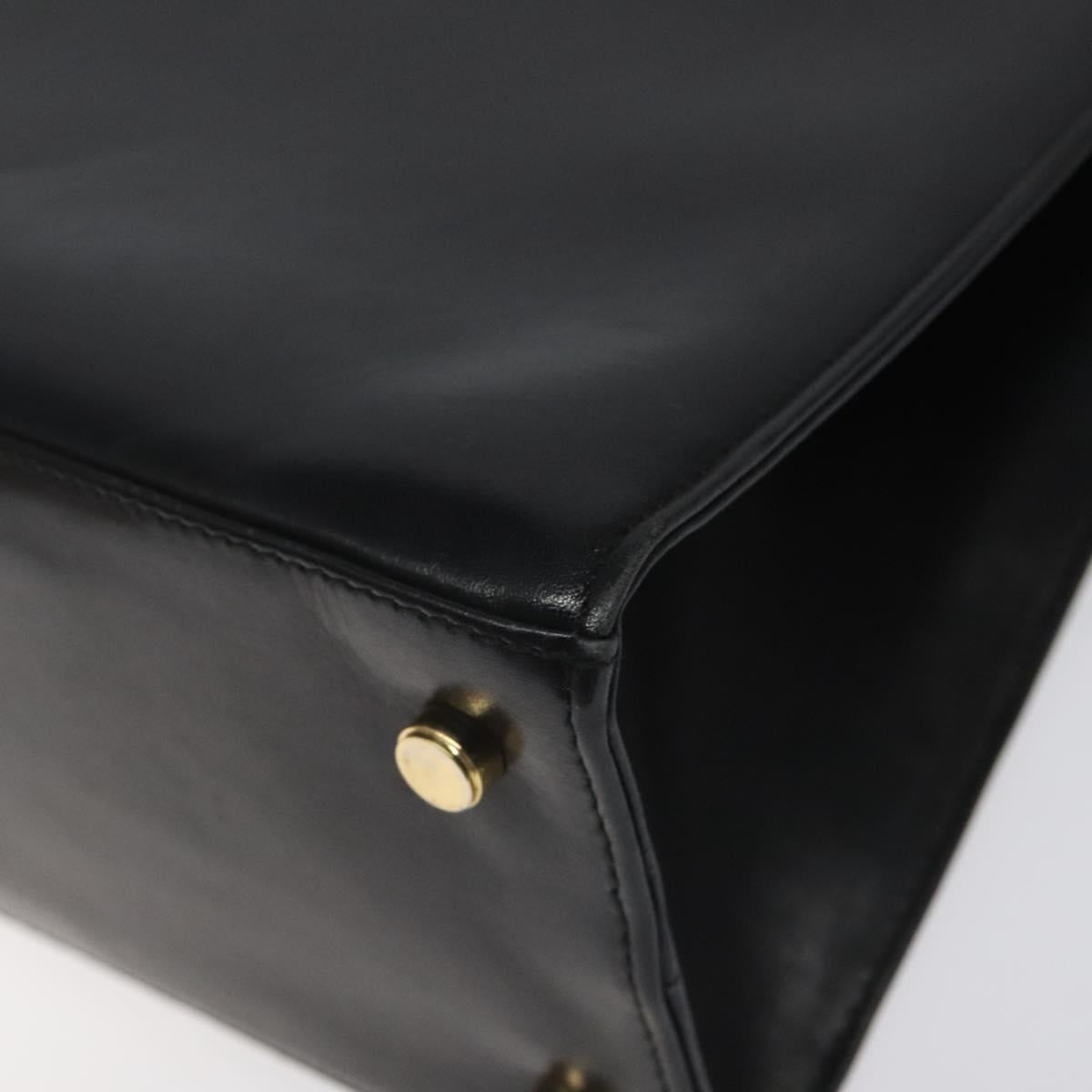 Salvatore Ferragamo Vala Shoulder Bag Leather Black Gold Auth BD443