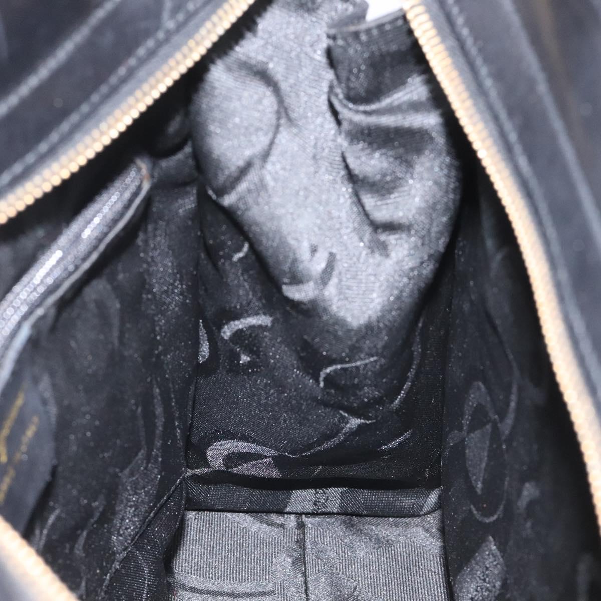 Salvatore Ferragamo Vala Shoulder Bag Leather Black Gold Auth BD443