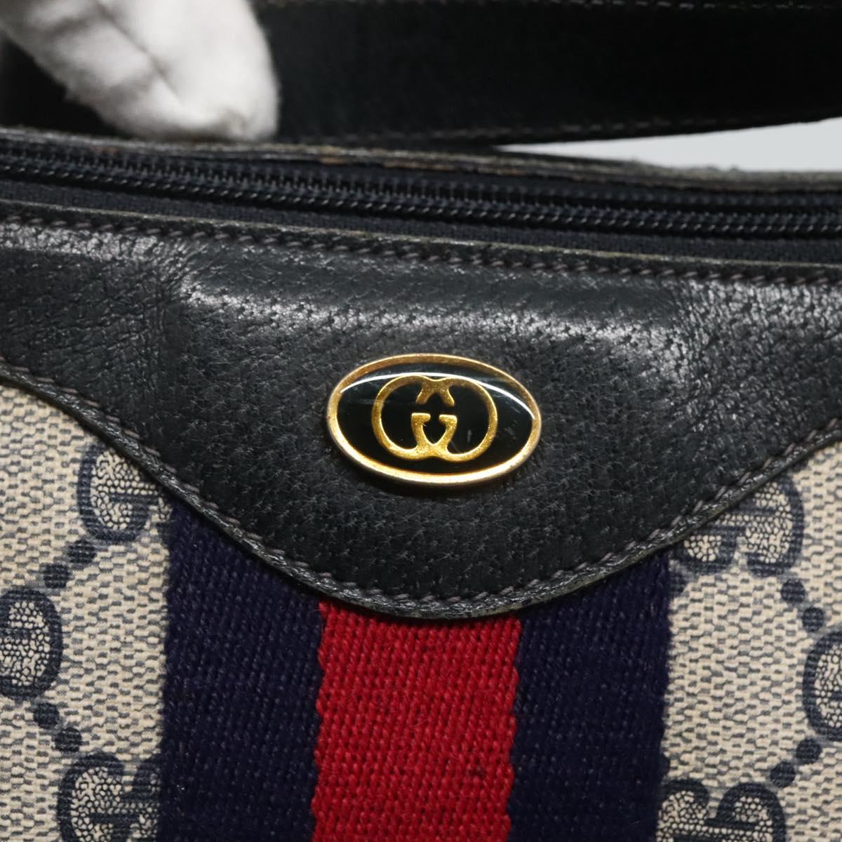 GUCCI GG Supreme Sherry Line Shoulder Bag PVC Navy Red 41 02 008 Auth BD467
