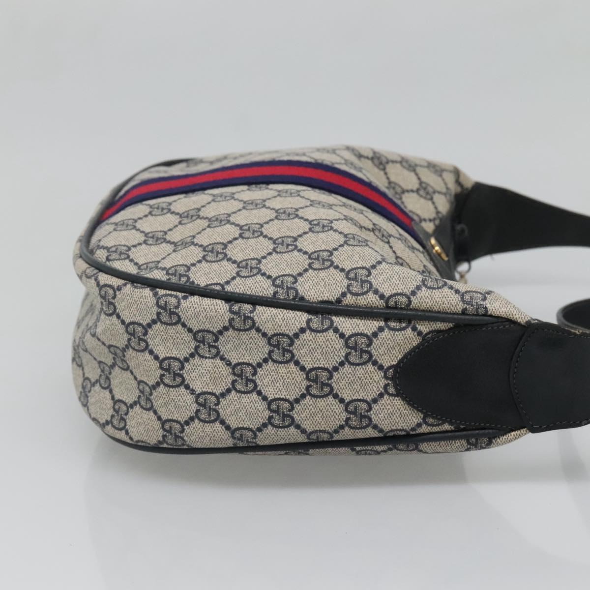 GUCCI GG Supreme Sherry Line Shoulder Bag PVC Navy Red 41 02 008 Auth BD467