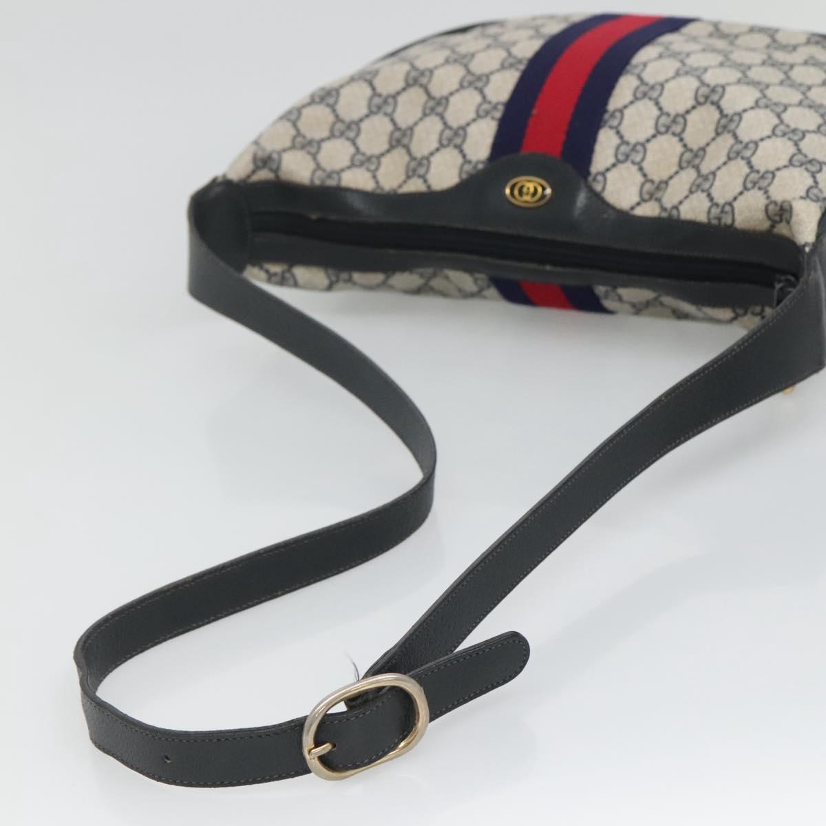 GUCCI GG Supreme Sherry Line Shoulder Bag PVC Navy Red 41 02 008 Auth BD467
