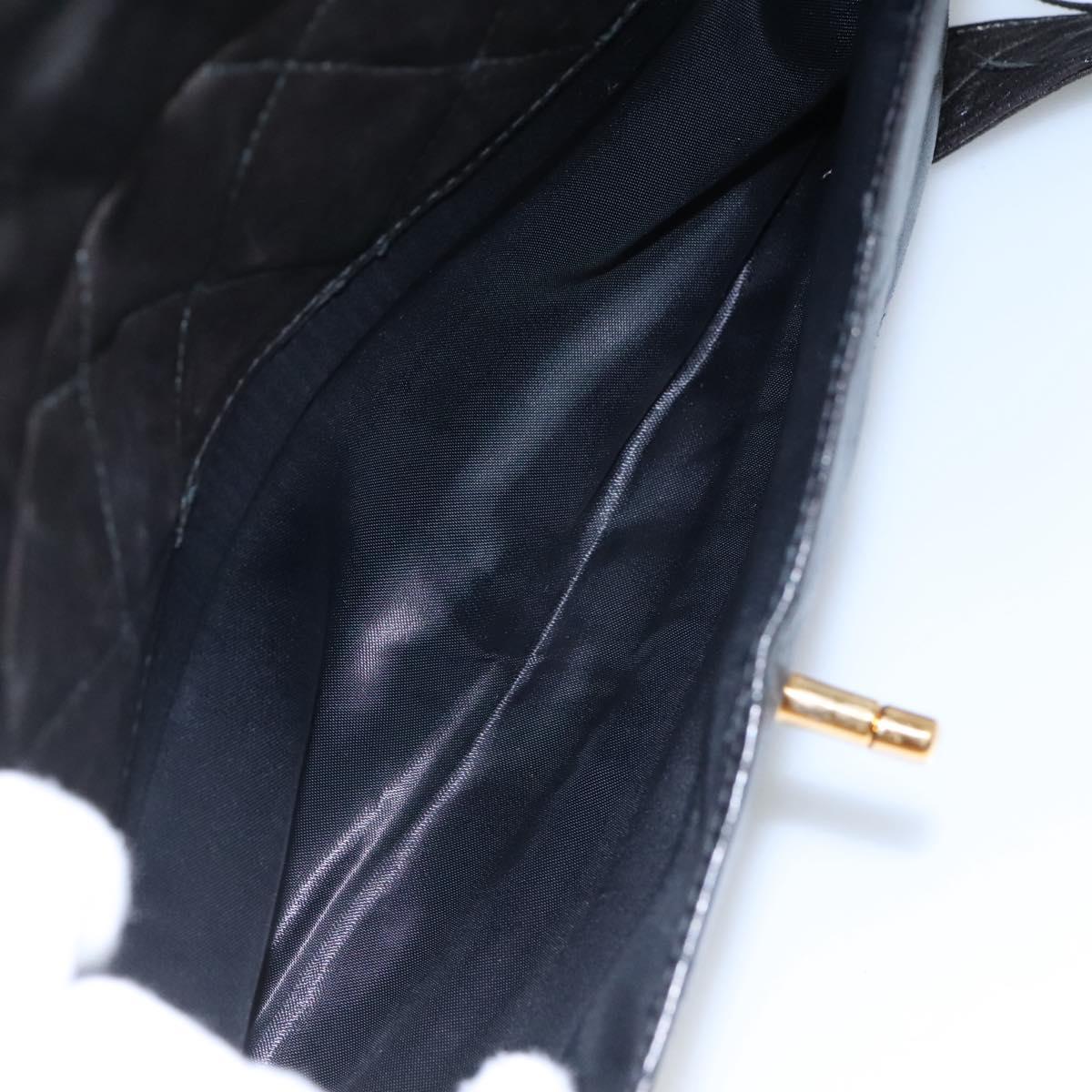 CHANEL Matelasse Tassel Shoulder Bag Lamb Skin Black Gold CC Auth BD484A