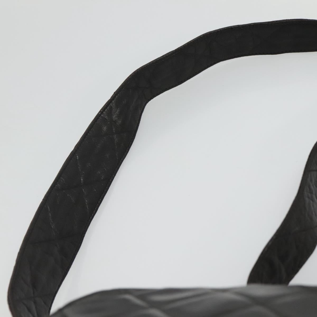 CHANEL Matelasse Tassel Shoulder Bag Lamb Skin Black Gold CC Auth BD484A