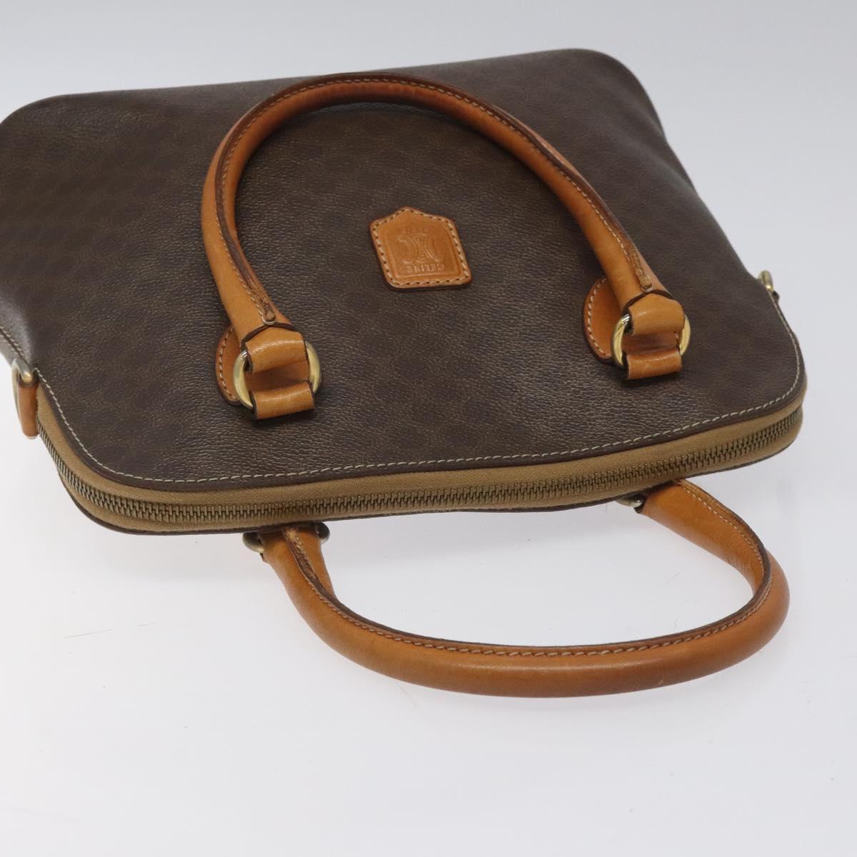CELINE Macadam Canvas Hand Bag PVC Leather Brown Gold Auth BD487