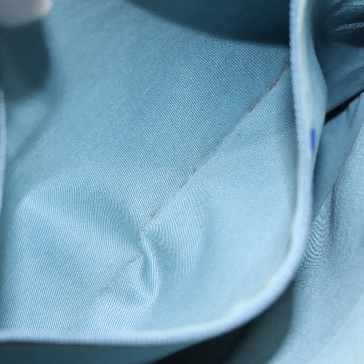 BURBERRY Nova Check Blue Label Shoulder Bag Canvas Blue Silver Auth BD488