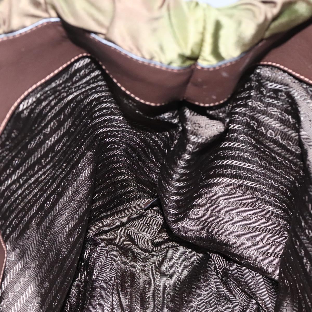 PRADA Tote Bag Nylon Khaki Gold Auth BD489