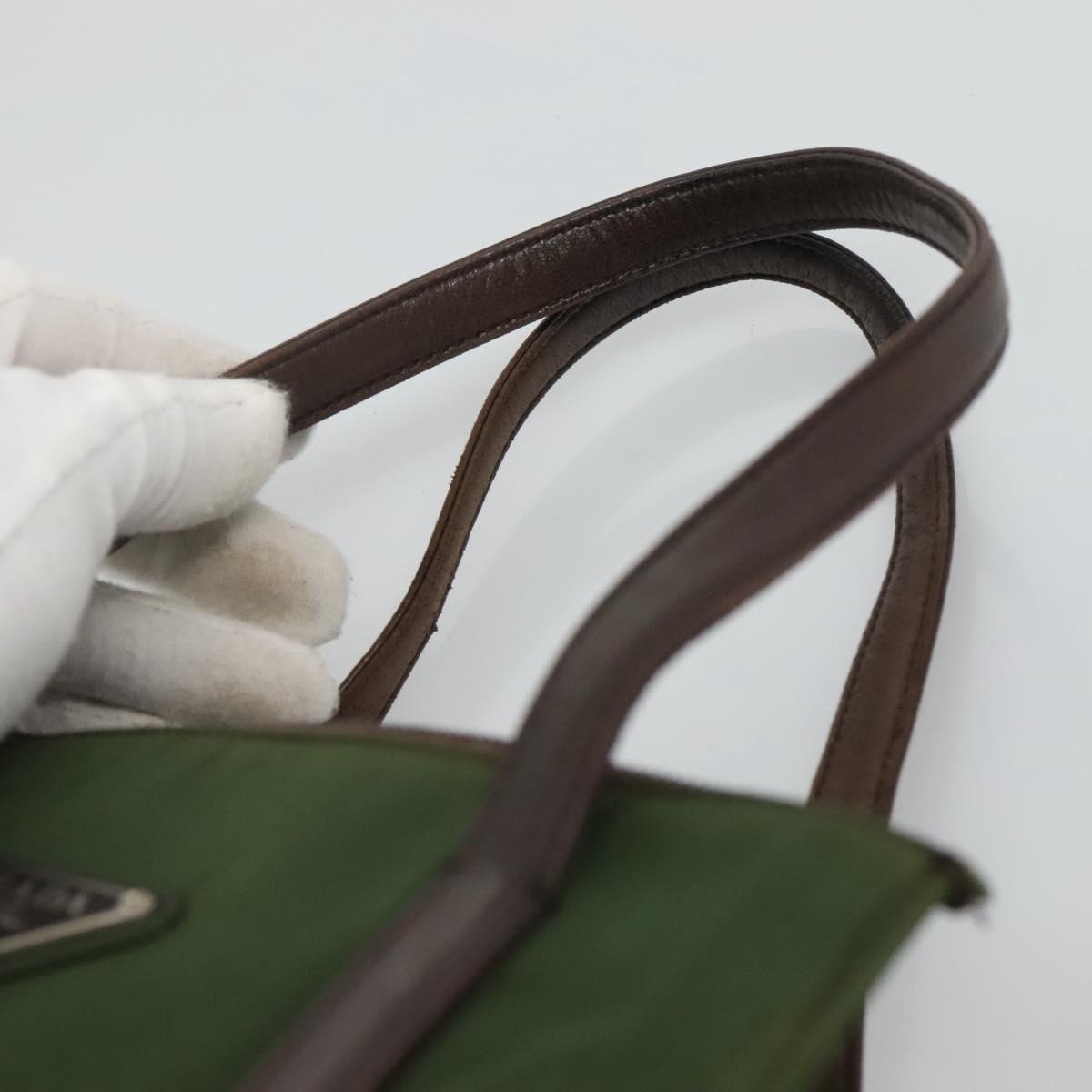 PRADA Hand Bag Nylon Khaki Auth BD490