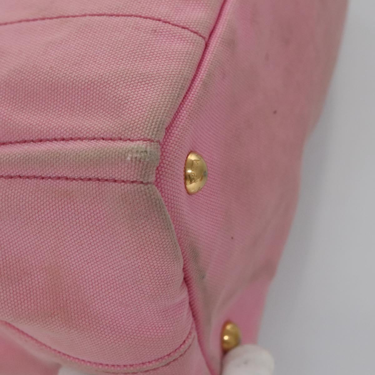 PRADA Canapa PM Hand Bag Denim 2way Pink Gold Auth BD514