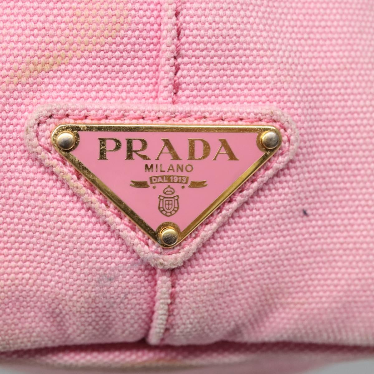 PRADA Canapa PM Hand Bag Denim 2way Pink Gold Auth BD514