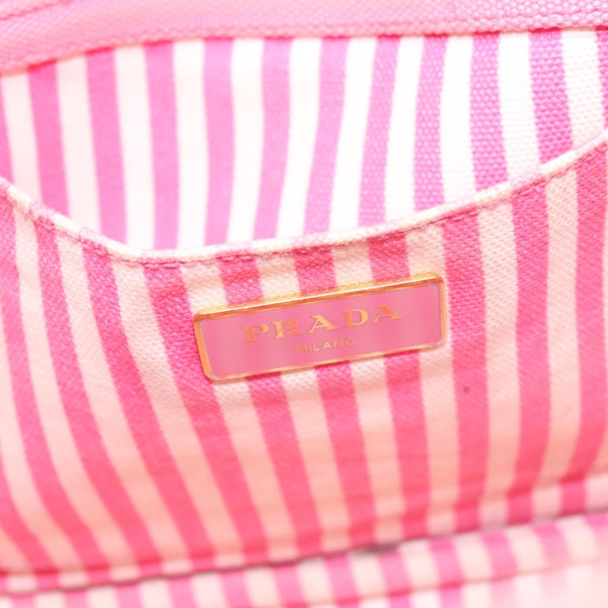 PRADA Canapa PM Hand Bag Denim 2way Pink Gold Auth BD514