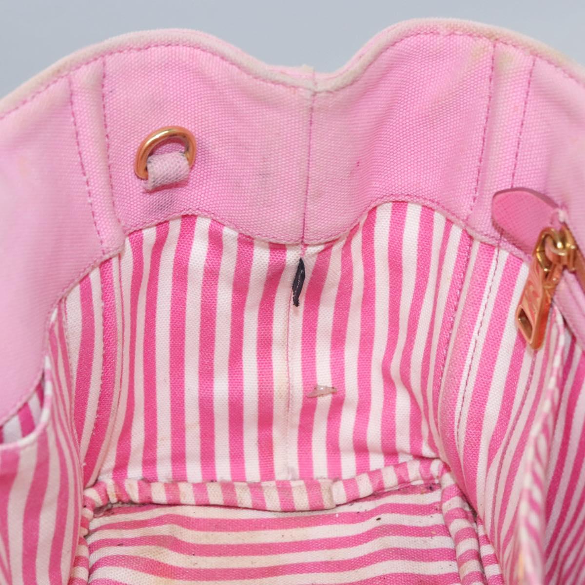 PRADA Canapa PM Hand Bag Denim 2way Pink Gold Auth BD514