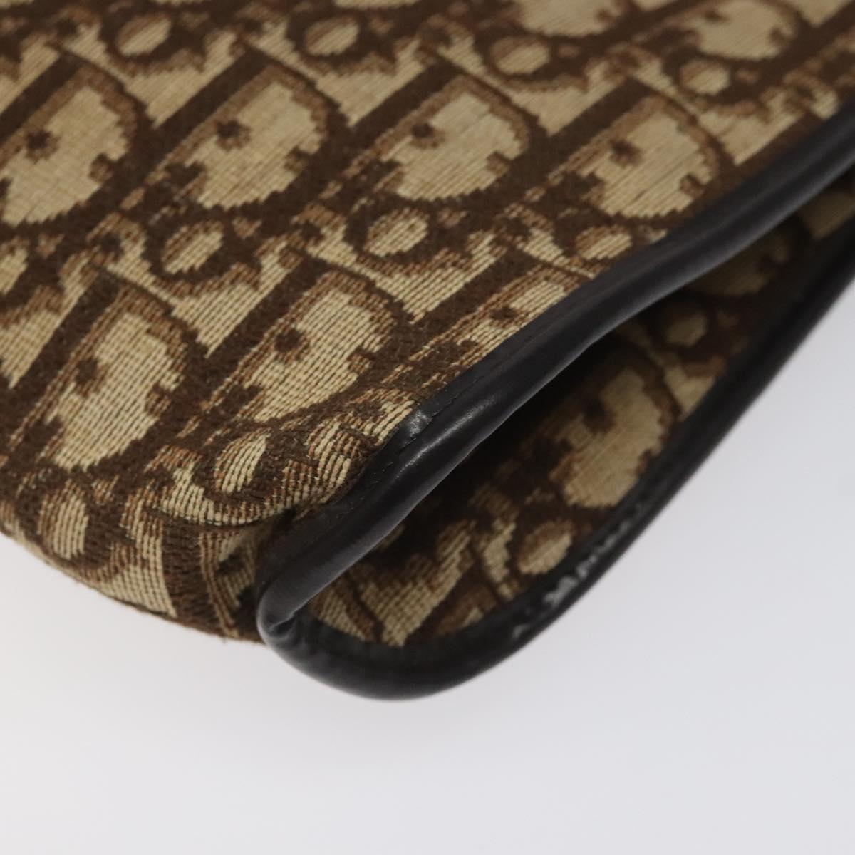 Christian Dior Trotter Canvas Shoulder Bag Brown Gold Auth BD543