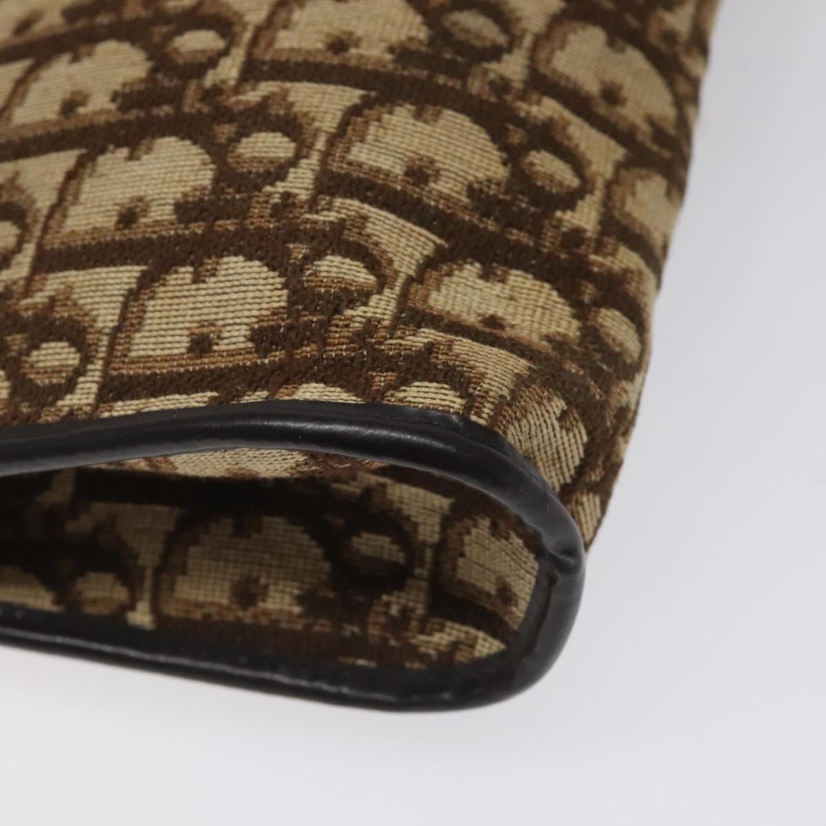 Christian Dior Trotter Canvas Shoulder Bag Brown Gold Auth BD543