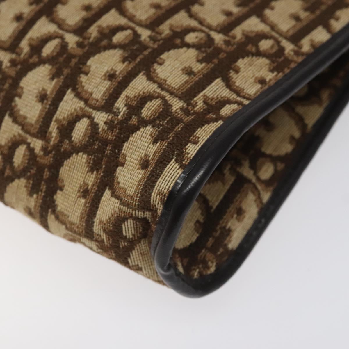 Christian Dior Trotter Canvas Shoulder Bag Brown Gold Auth BD543