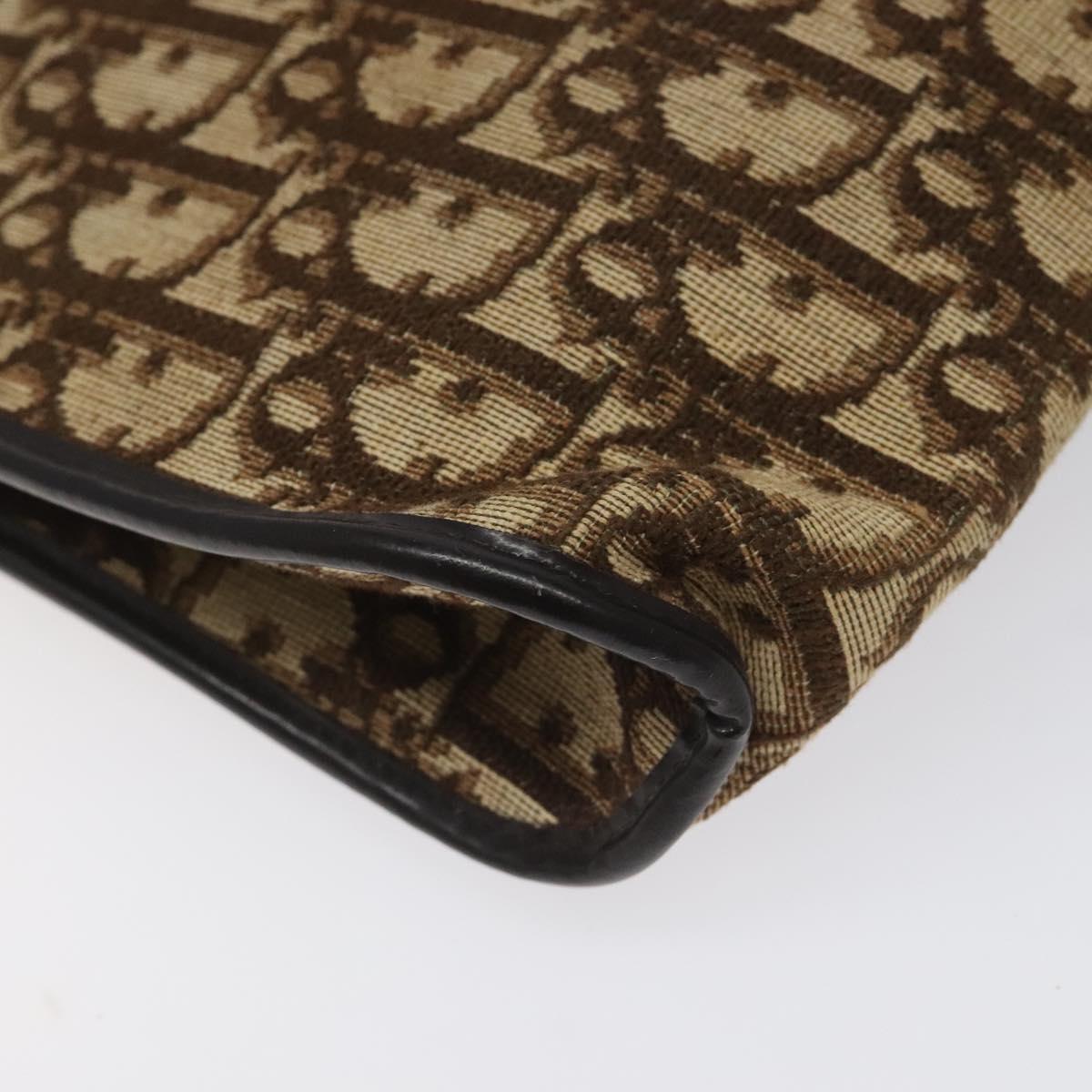 Christian Dior Trotter Canvas Shoulder Bag Brown Gold Auth BD543