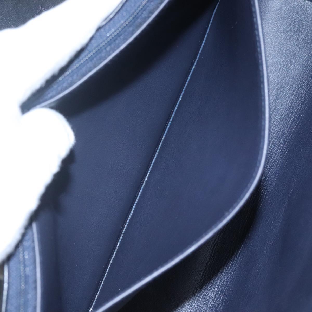 CHANEL Bicolore Deca Coco Chain Shoulder Bag Lamb Skin Navy Gold CC Auth BD569