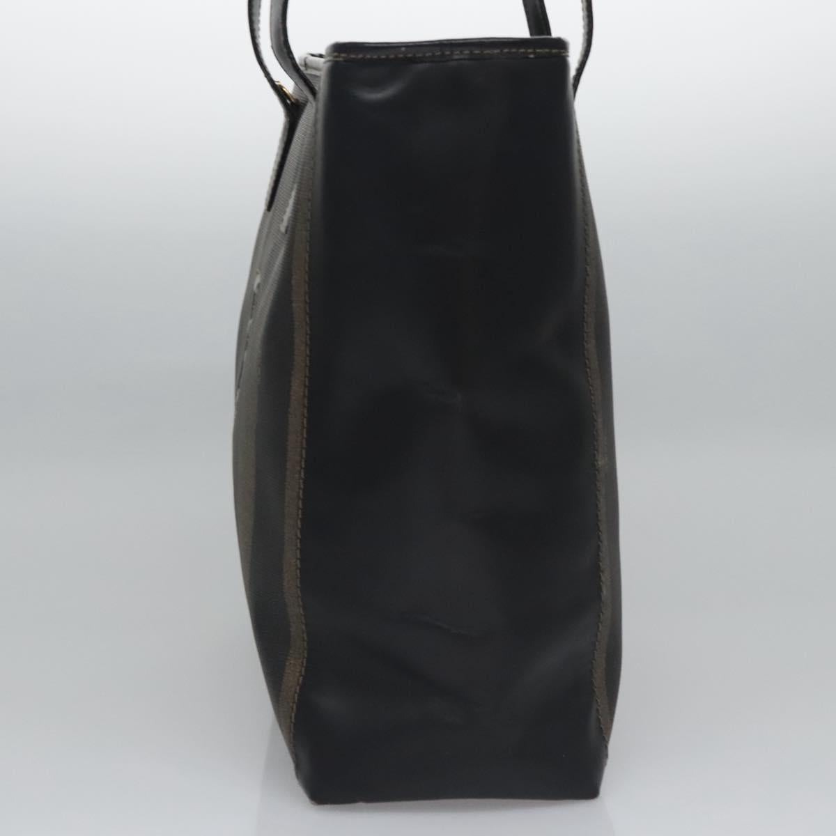 FENDI Pecan Canvas Tote Bag Brown Black Auth BD578