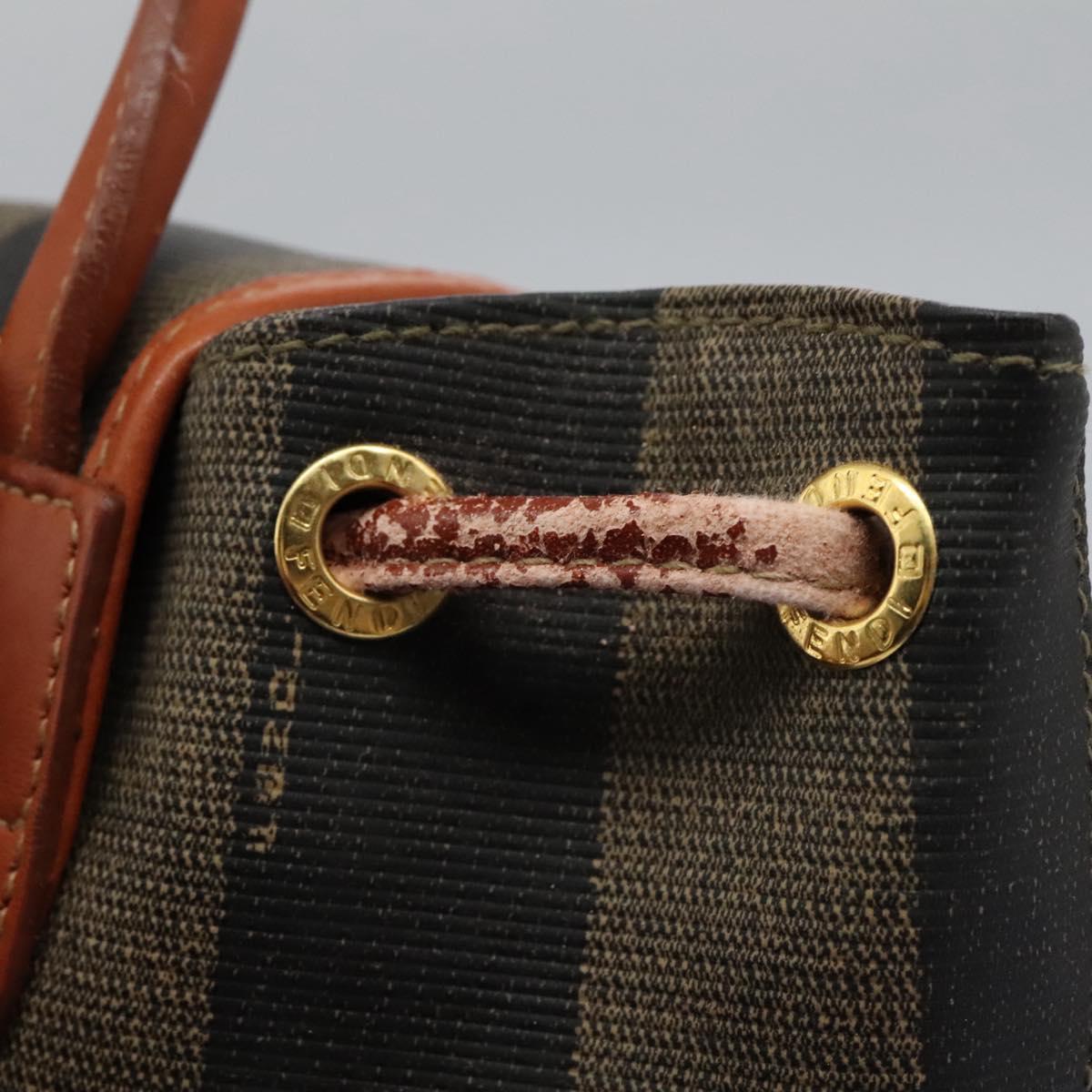 FENDI Pecan Canvas Backpack Brown Black gold Auth BD579