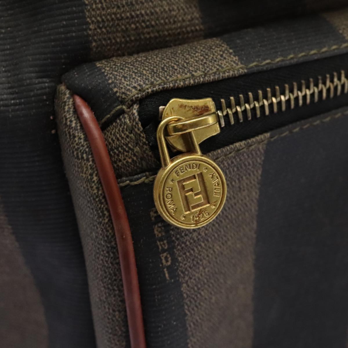 FENDI Pecan Canvas Backpack Brown Black gold Auth BD579