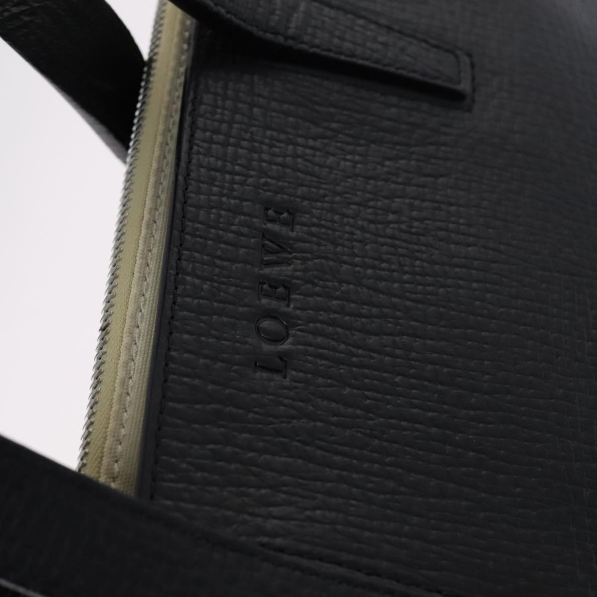 LOEWE Hand Bag Leather Black Auth BD620