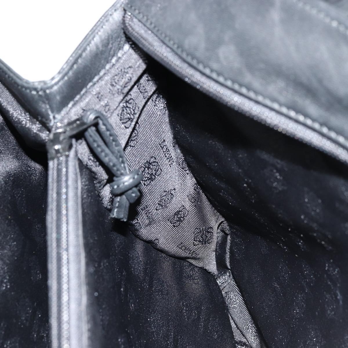 LOEWE Anagram Tote Bag Leather Black Gold Auth BD622