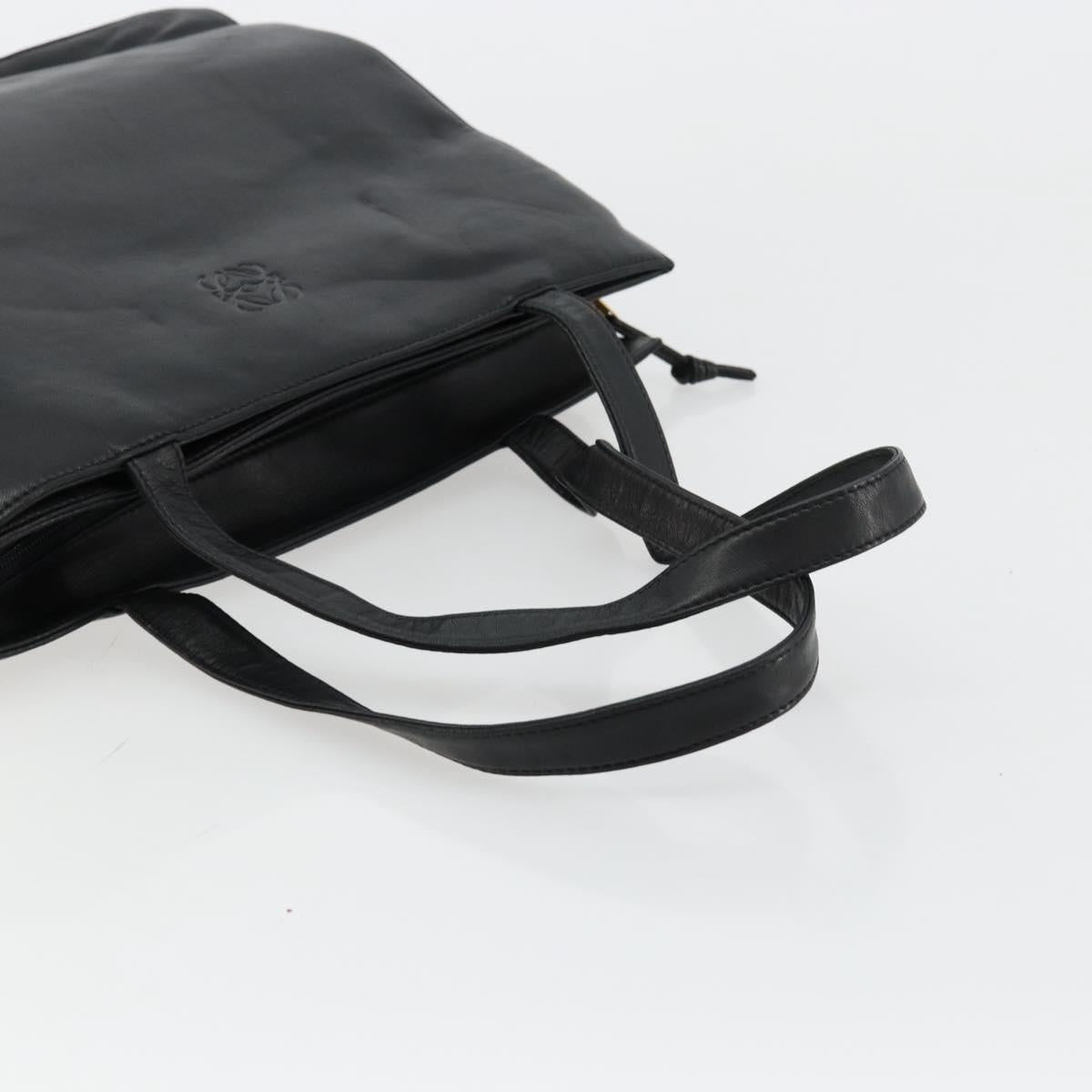 LOEWE Anagram Tote Bag Leather Black Gold Auth BD622