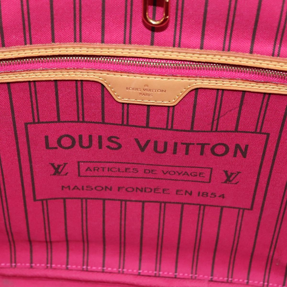 LOUIS VUITTON Monogram V Line Neverfull MM Tote Bag Pink LV Auth BD681A