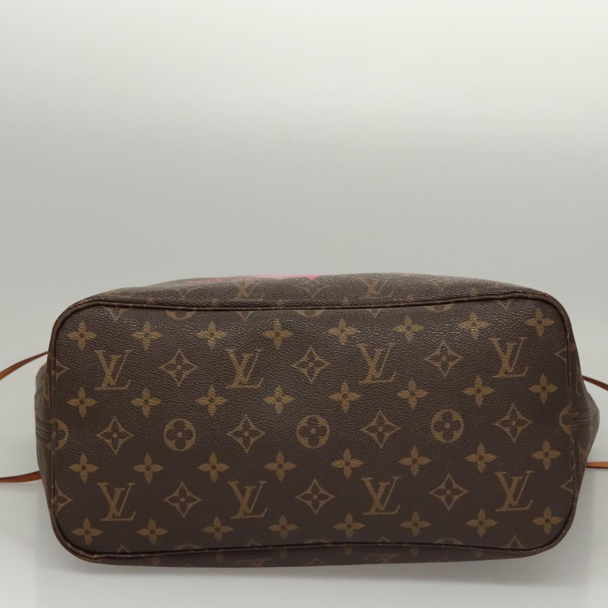 LOUIS VUITTON Monogram V Line Neverfull MM Tote Bag Pink LV Auth BD681A