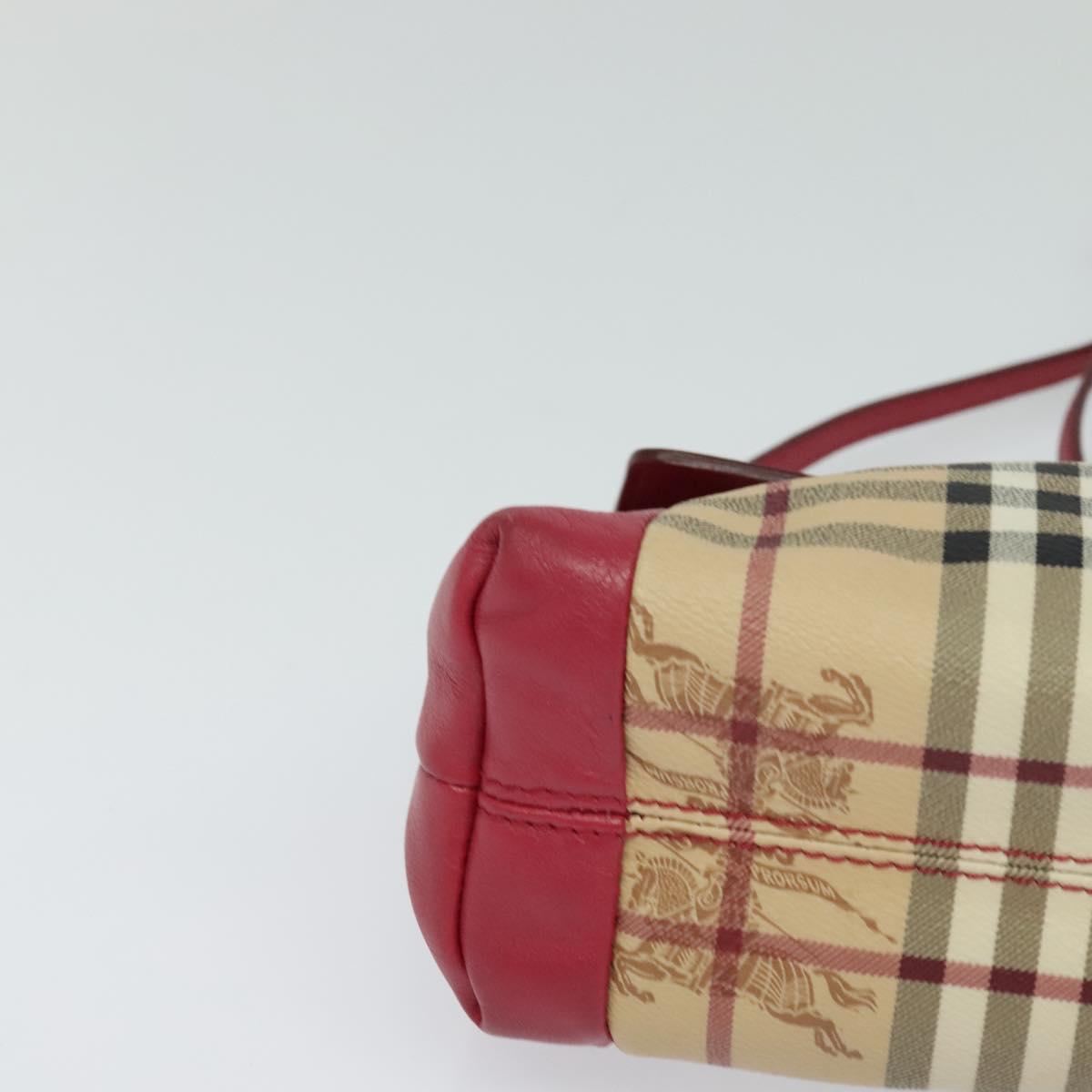 BURBERRY Nova Check Shoulder Bag PVC Leather Beige Pink Auth BD685