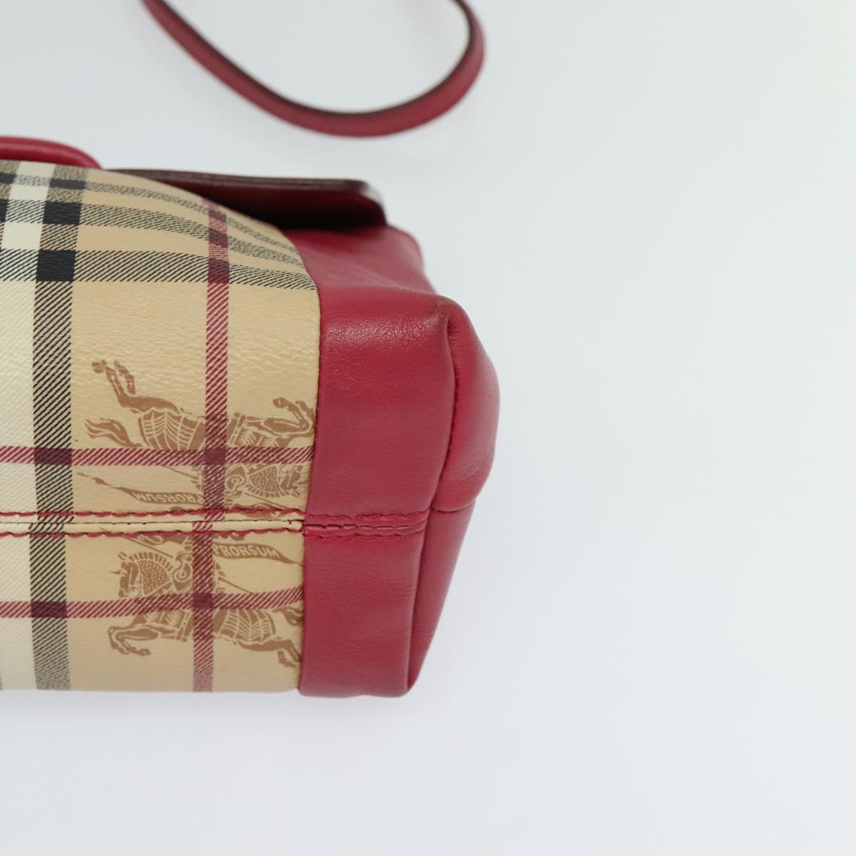 BURBERRY Nova Check Shoulder Bag PVC Leather Beige Pink Auth BD685