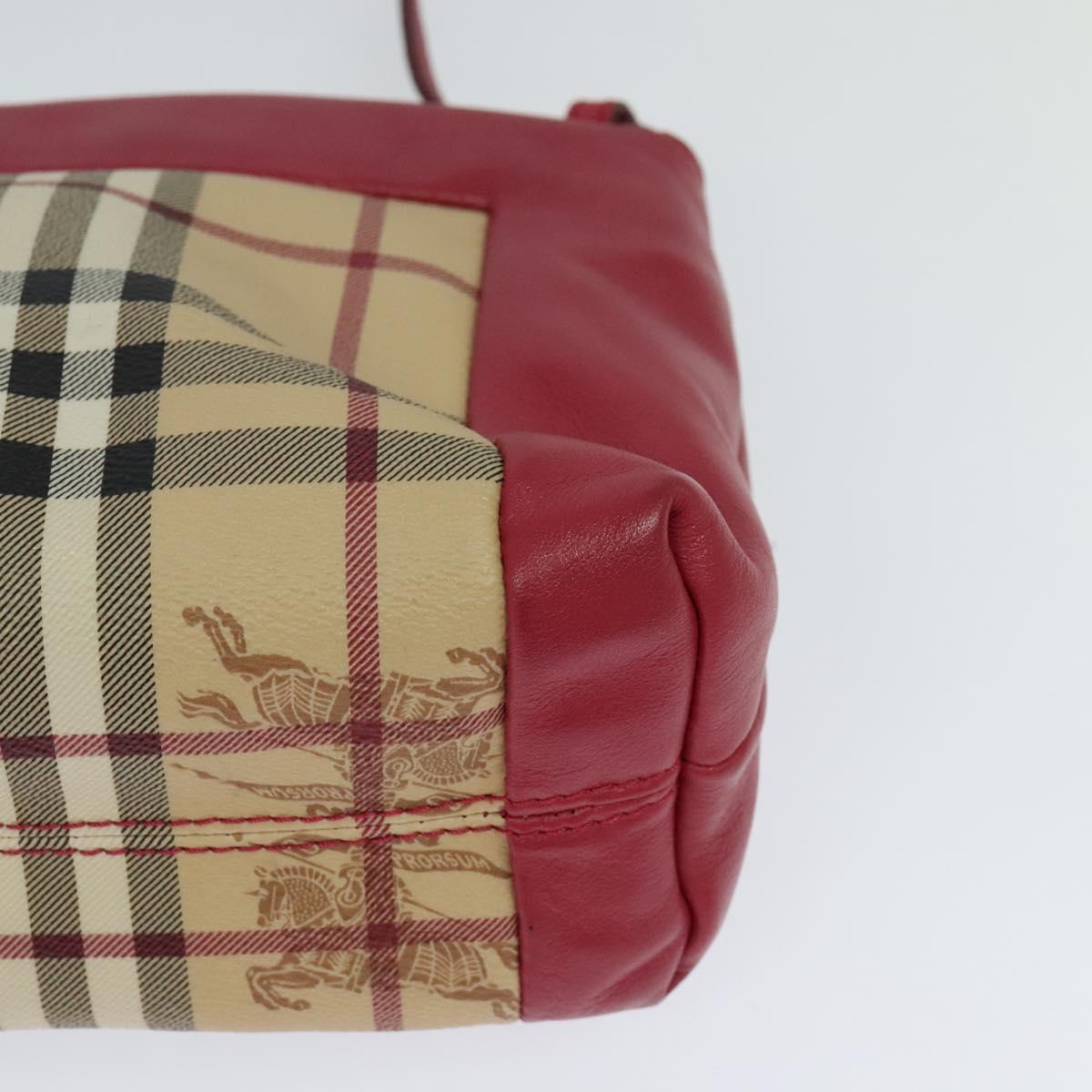 BURBERRY Nova Check Shoulder Bag PVC Leather Beige Pink Auth BD685