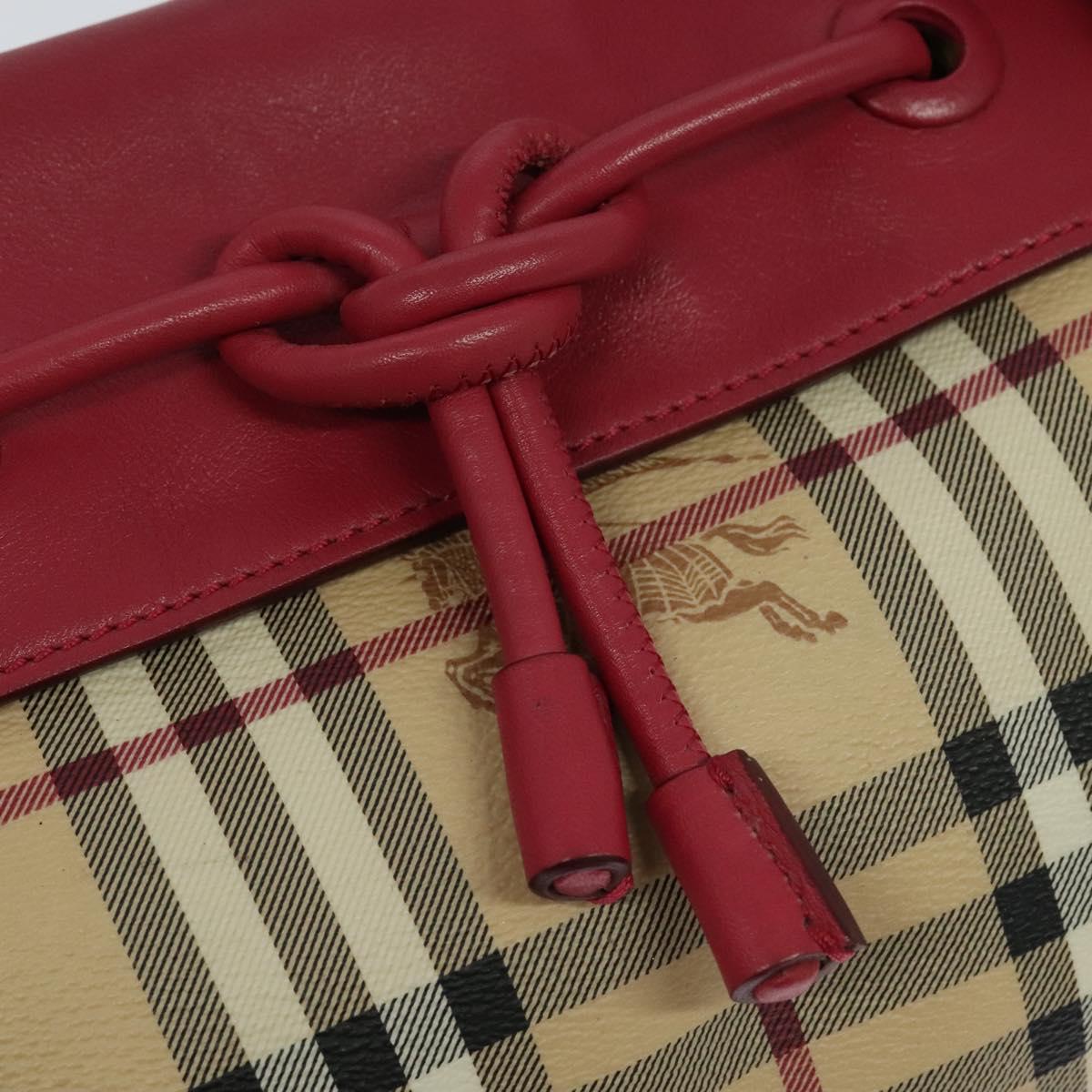 BURBERRY Nova Check Shoulder Bag PVC Leather Beige Pink Auth BD685