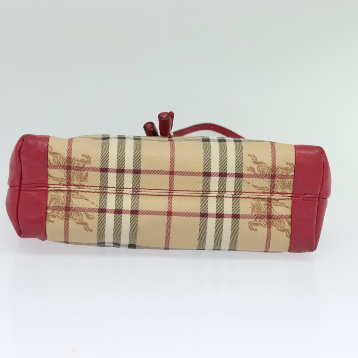 BURBERRY Nova Check Shoulder Bag PVC Leather Beige Pink Auth BD685