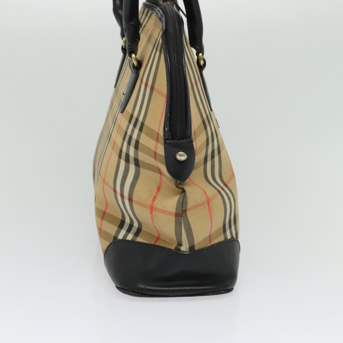 Burberrys Nova Check Tote Bag Canvas Beige Gold Auth BD686