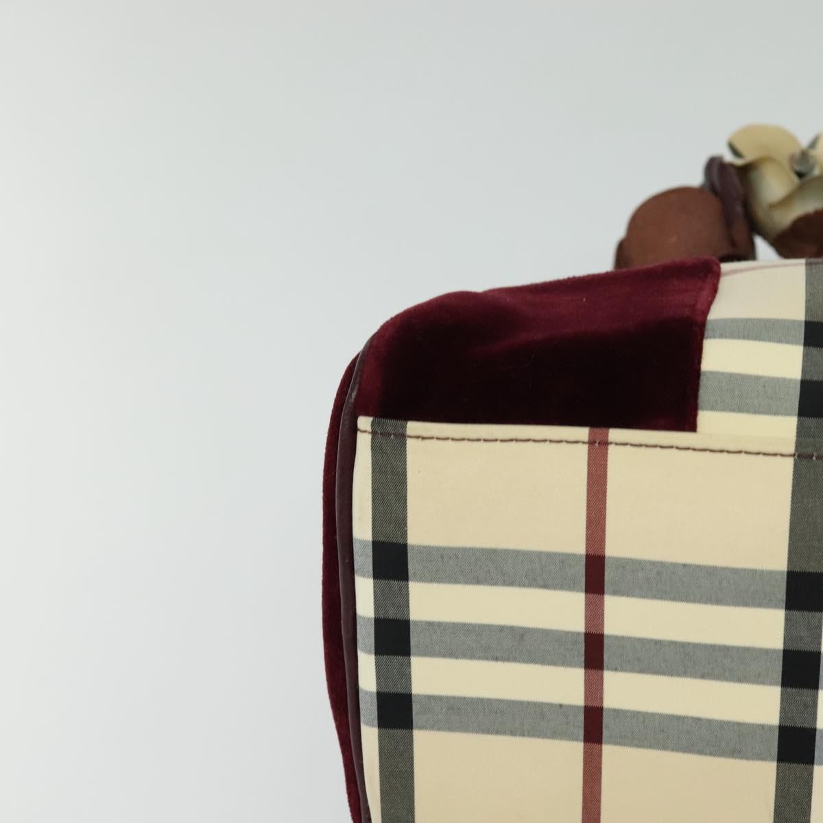 BURBERRY Nova Check Hand Bag Nylon Beige Silver Auth BD724