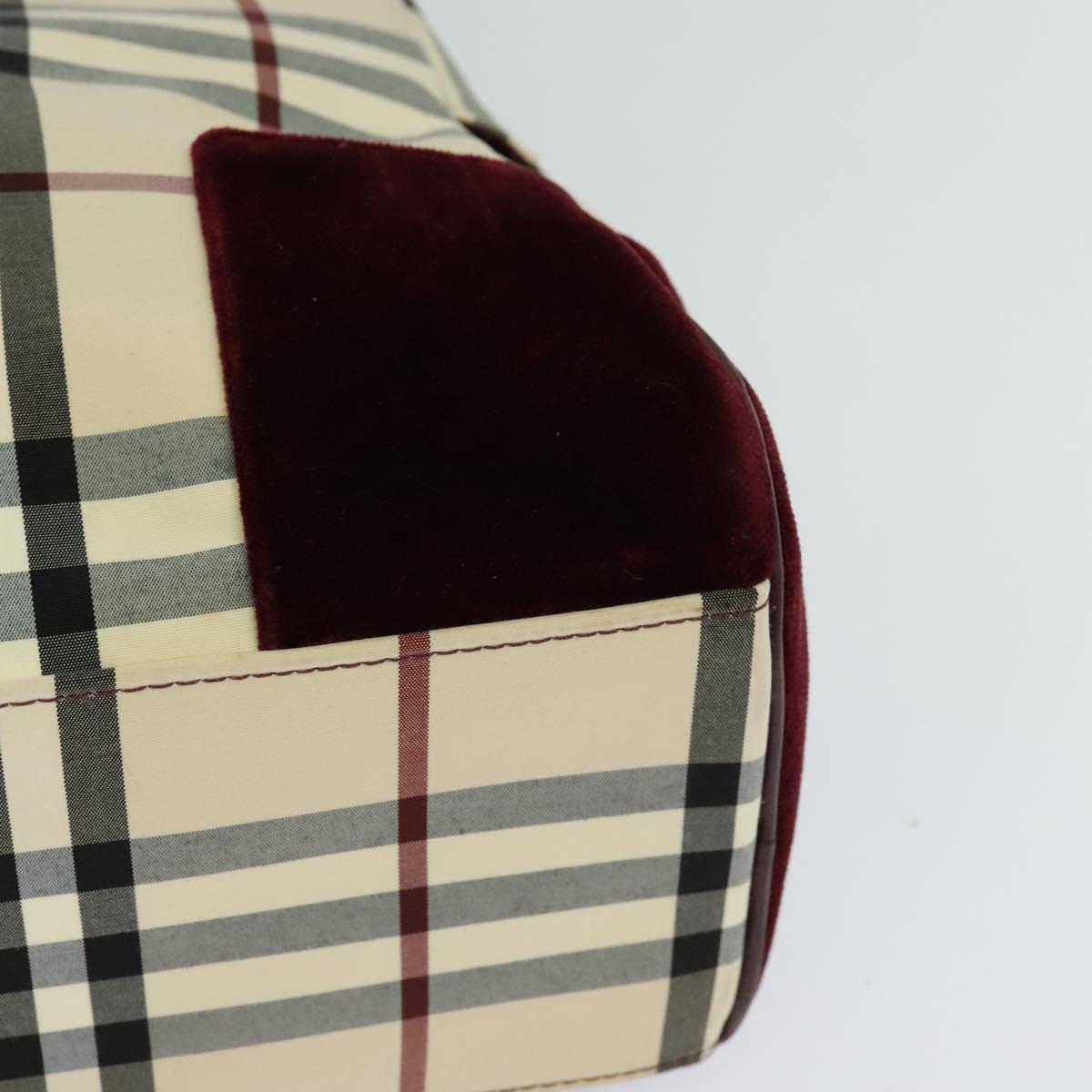 BURBERRY Nova Check Hand Bag Nylon Beige Silver Auth BD724