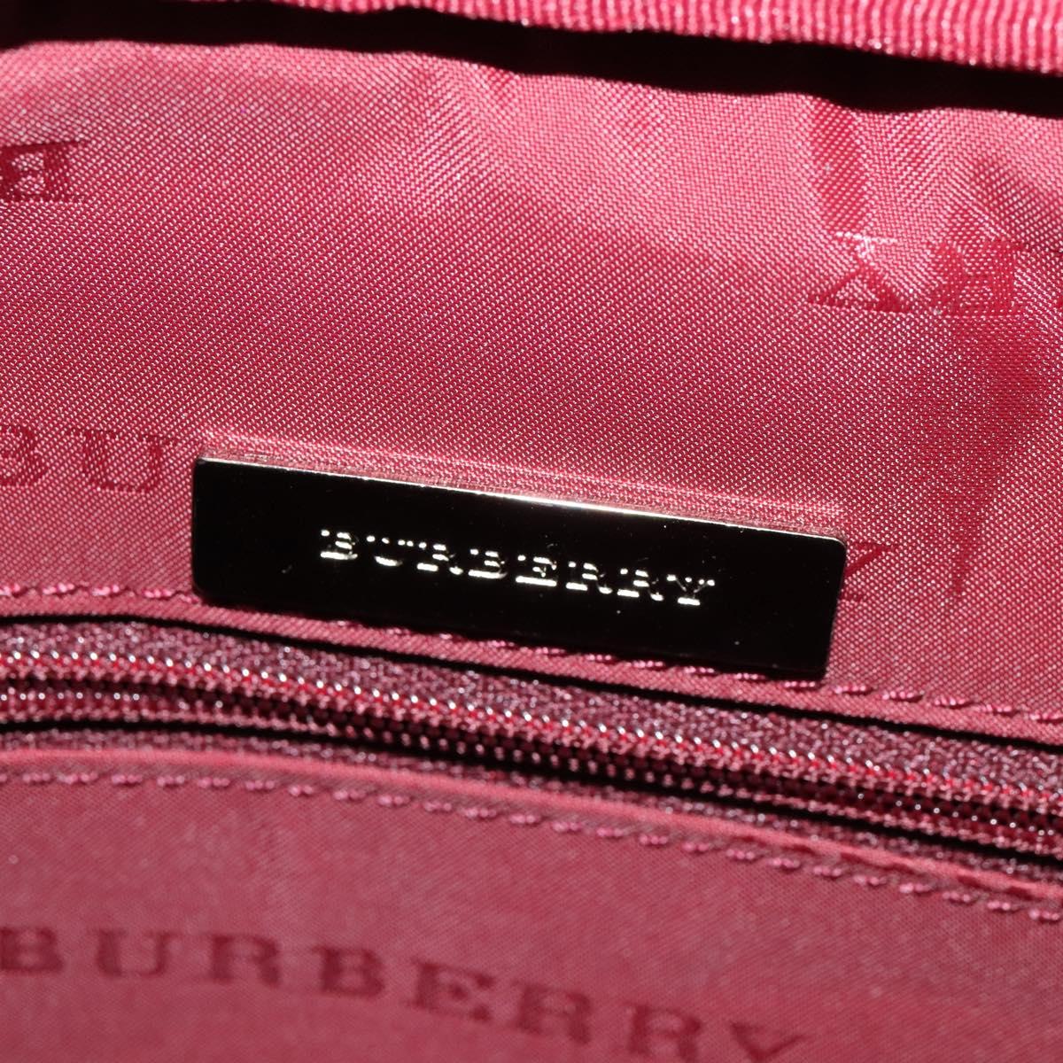 BURBERRY Nova Check Hand Bag Nylon Beige Silver Auth BD724