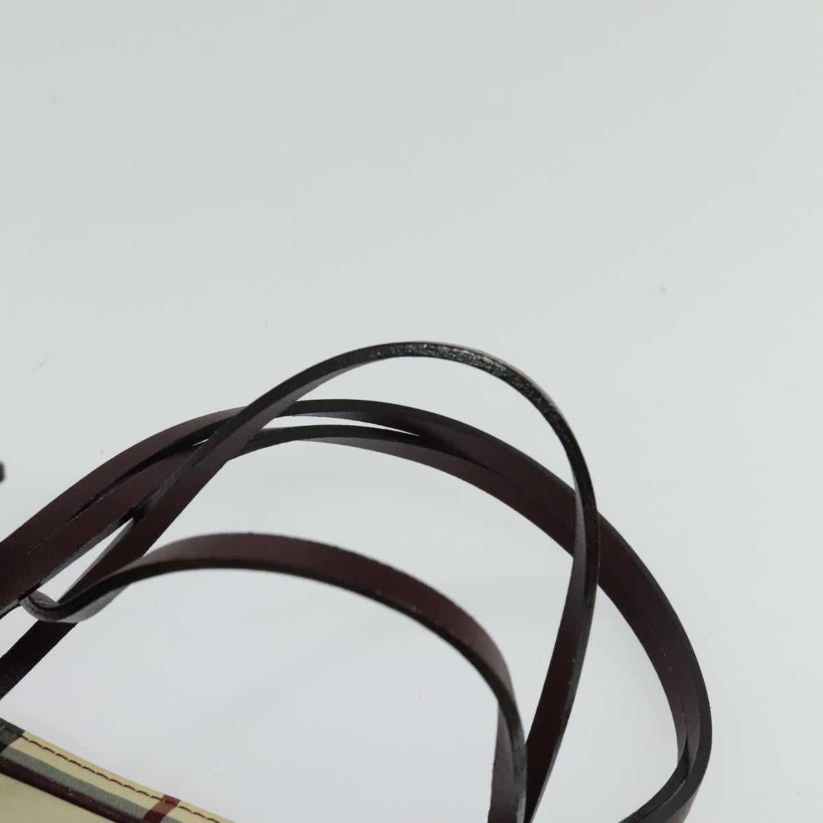 BURBERRY Nova Check Hand Bag Nylon Beige Silver Auth BD724