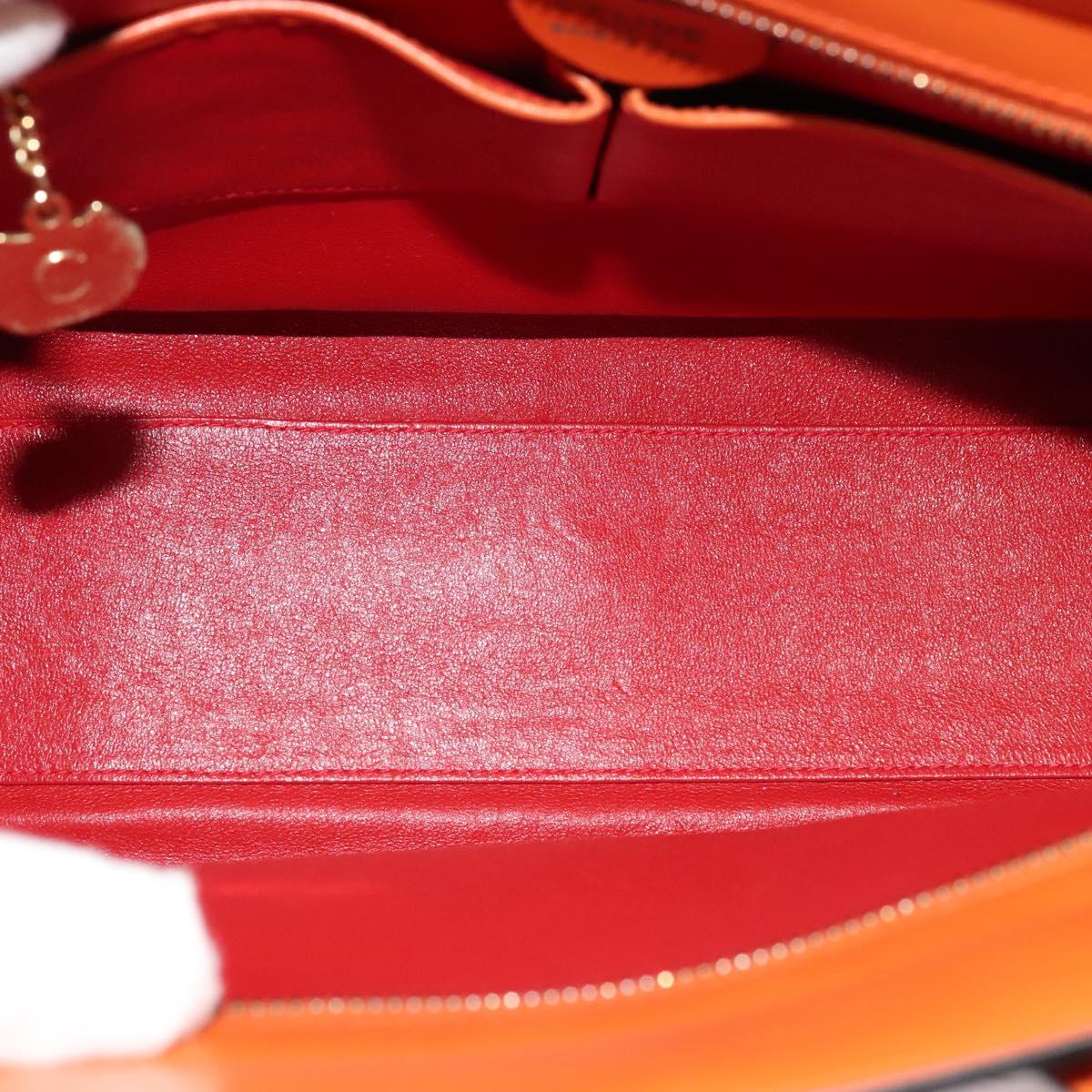 CELINE Tote Bag Leather Gold Orange Auth BD725V