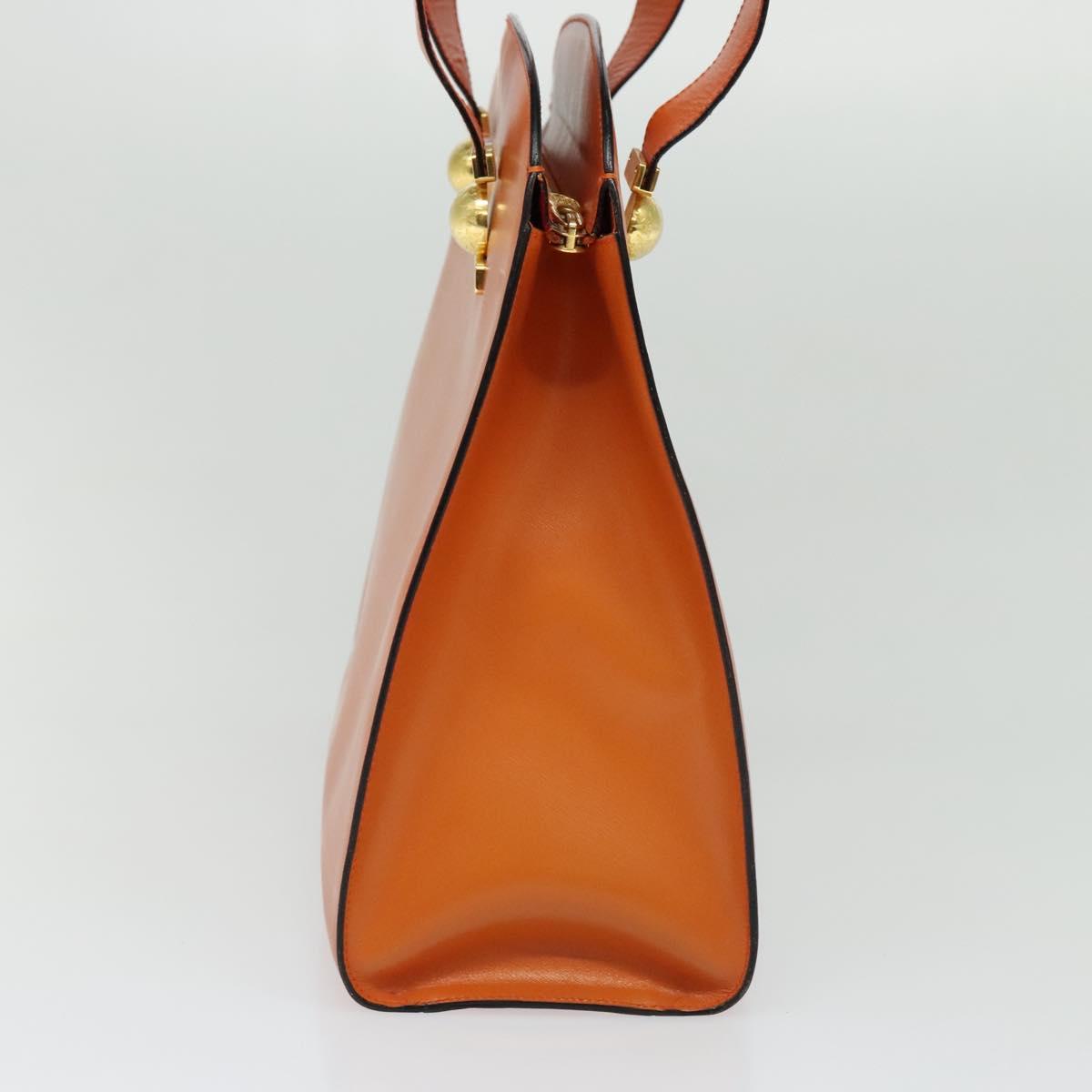 CELINE Tote Bag Leather Gold Orange Auth BD725V