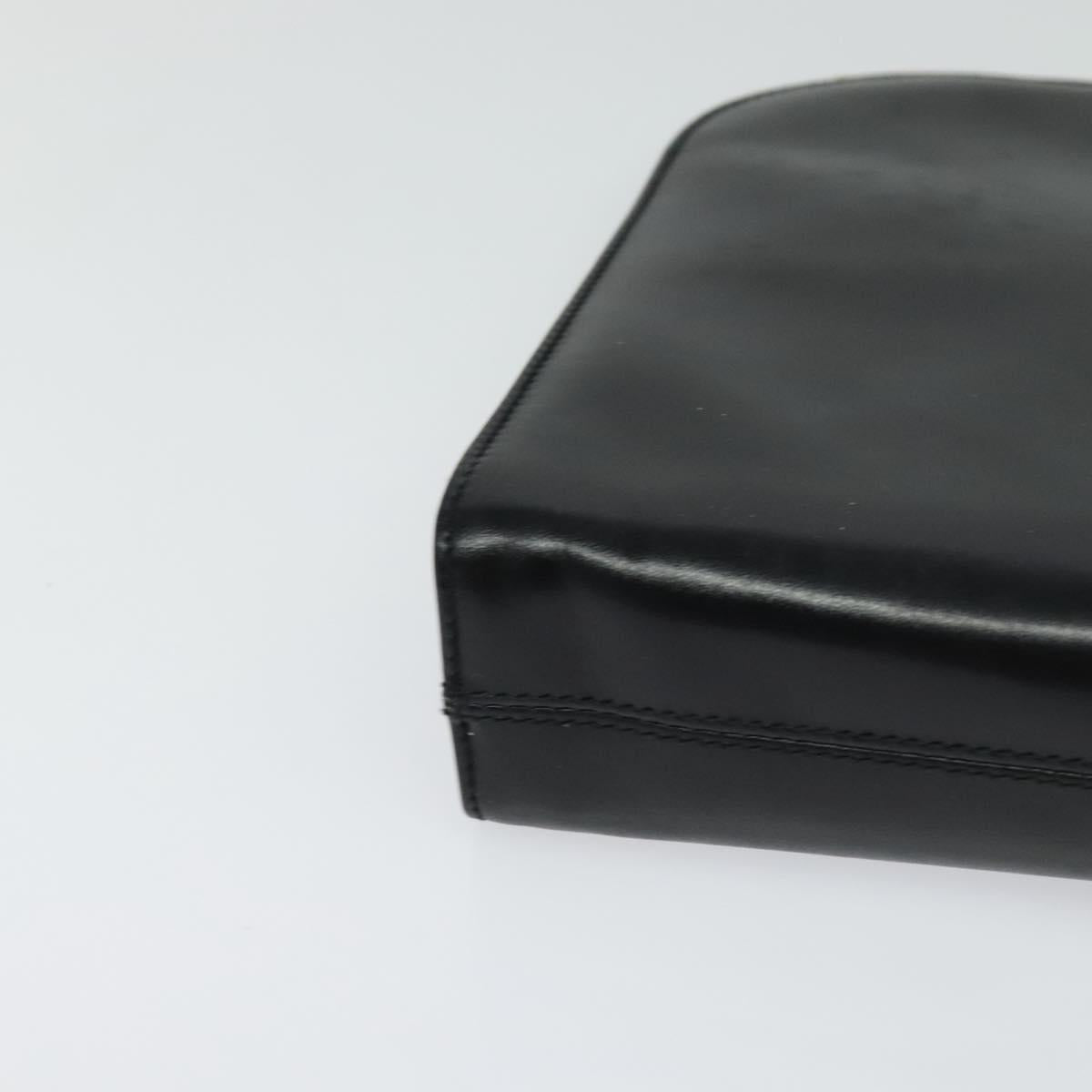 Salvatore Ferragamo Gancini Chain Shoulder Bag Leather Black Gold Auth BD726