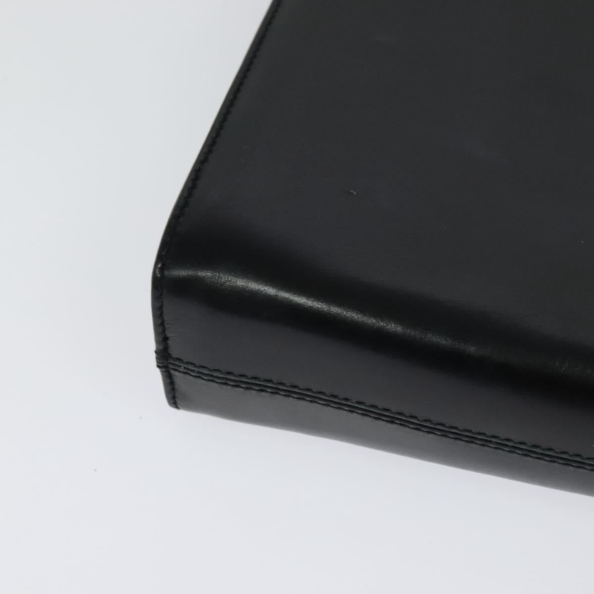 Salvatore Ferragamo Gancini Chain Shoulder Bag Leather Black Gold Auth BD726